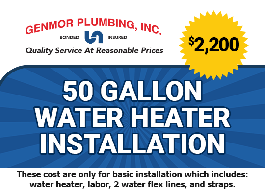$1400 50 gallon water heater installation